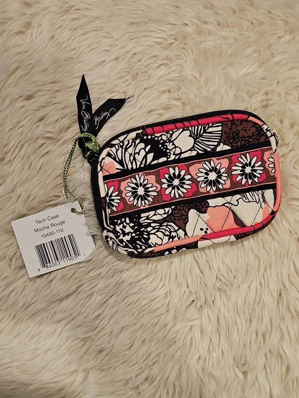 Vera Bradley Mocha Rouge Floral Tech Case in Pink, Brown, Black, White NWT